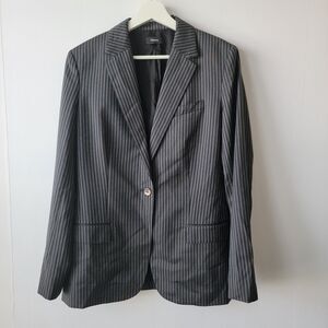 Theory womens blazer size 8 Staple Blazer Black Pale Stripe Virgin Wool